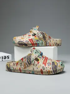 Parent-Child Space Graffiti Clogs, Playful Cool Style, EVA Material + Adjustable Strap + Non-Slip Sole, Parent-Child Compatible, Graffiti Eye-Catching, Cute Cartoon Slides, Ideal for Summer Daily Outfits & Parent-Child Leisure Scenarios