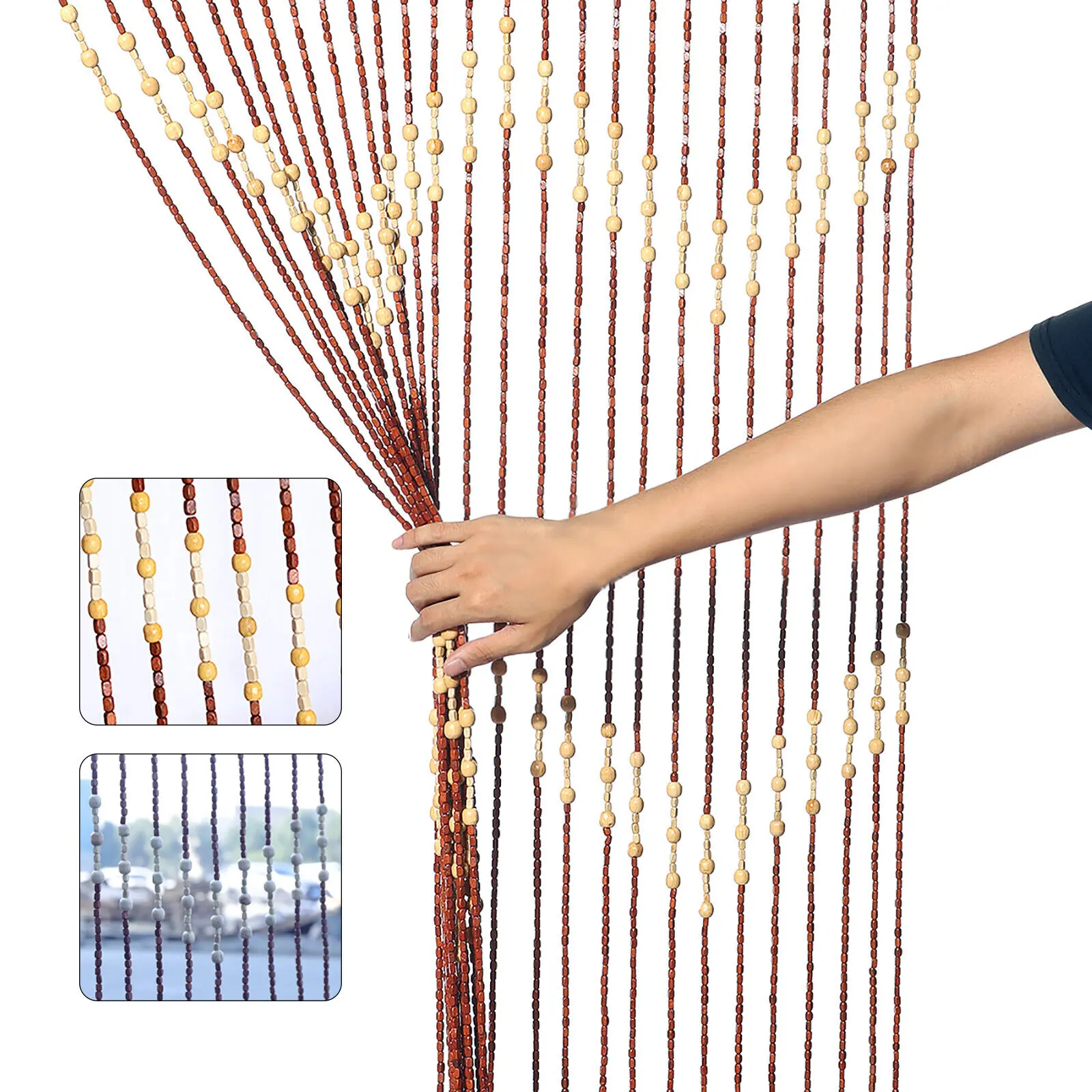 Bamboo Bead Curtain Doorway String Door Curtains Screen Beaded Wooden Curtain Doorway
