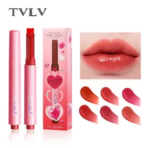 Tvlv Shiny Lipstick Balm 6 Colors Temperature Change Fine Glitter Water Gloss Mirror Finish Moisturizing Long-Lasting Color