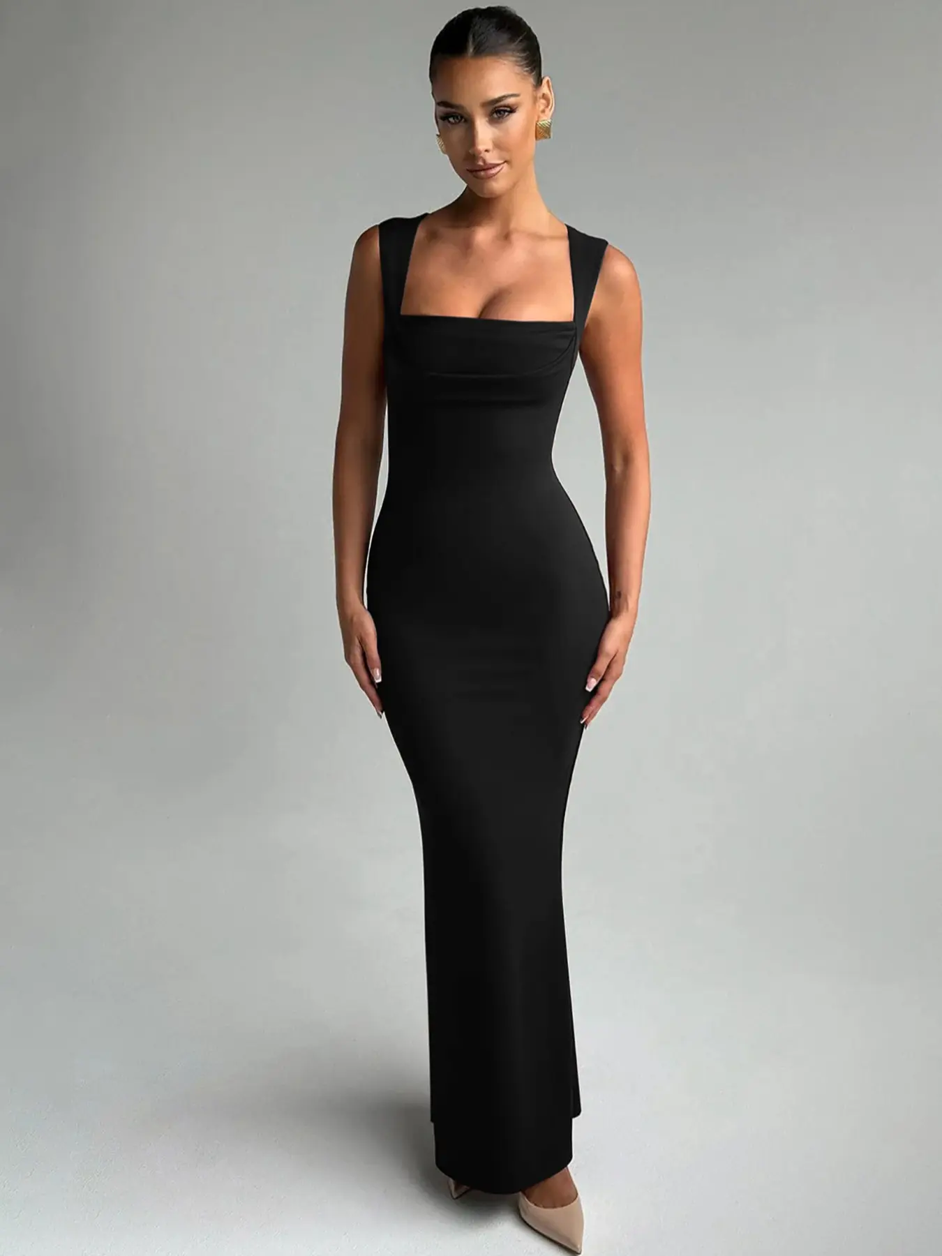 long dress casual formal Maxi for Women Black Party Big Pleated Flowy Swing Dress Ball gown bride dresses Size:M = 15.5 Its a pull Black