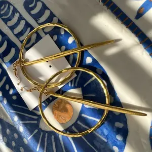Golden Hoop & Dagger Earrings for Women, Costume Jewelry & Accessories, Light Weight Dangle Earrings