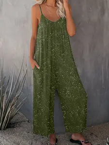 New Style Strapless Sleeveless Powdered Braided One-Piece Long Pants with Pockets, Comfortable, Casual, Chic, Aesthetic and Stylish Womenswear Design, Perfect for Daily Wear