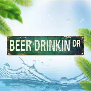 Beer Drinking Street Sign, Beer Drinking Direction Sign, Wall Hanging Sign, Vintage Metal Sign, Indoor Decor and Holiday Decoration