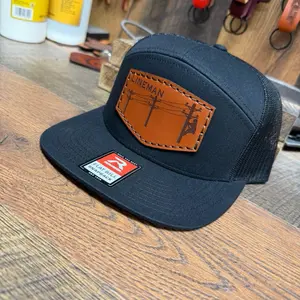 Lineman Hat, Blue Collar Hat, Dirty Hands, Clean Money, Electrician, Lineman, Groundman, Leather Patch Hat, Gift, His Her, Dad Hat