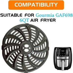 6QT Air Fryer Crisper Plate for Gourmia GAF698/GAF686 Air Fryers, Premium Air Fryer Grill Plate Pan Rack Tray Insert Grate Grid Shelf for Gourmia 6QT Air Fryers, Nonstick, Dishwasher Safe