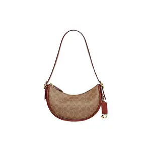 Coach Luna 27 Crossbody Handbag for Women, Classic Monogram Print, Genuine Leather, Brown