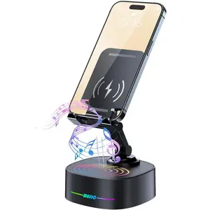 Bluetooth speaker with wireless charging and cell phone standbest speaker stand for iphoneipadsamsung galaxyhd surround sound perfect for home and outdoorscreative gift black