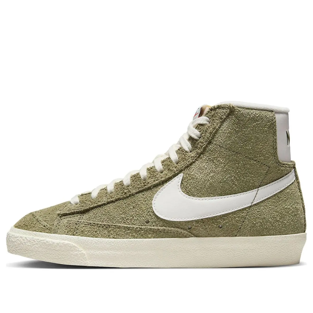Women's NIKE Blazer Mid '77 Vintage Classic Mid-Top Retro Sneaker, Olive Color, Casual Wear Design, Mid-Top Cut