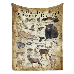 Animal Field Guide Poster Blanket  Soft Funny Throw Blanket Cozy Lightweight Plush Portable Cover Blanket For Sofa,Warm Gift For Birthday,Christmas,Multiple Blanket
