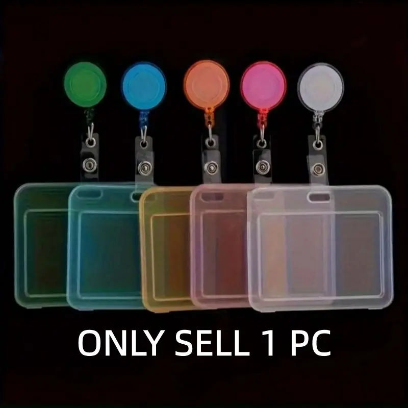 Transparent Durable Lightweight Horizontal Card Holder with Pull Tab Hook, Badge Holder, Badge Reels Retractable, Ideal for Teacher Student Schools ID Keys Driver License Hanging Storage Organizer