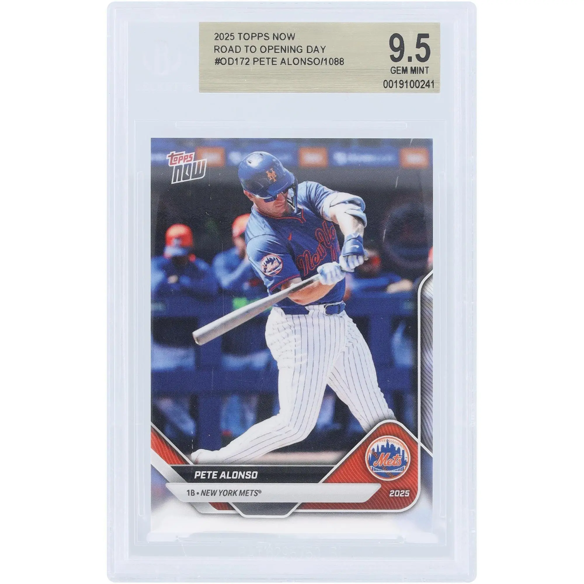 Pete Alonso New York Mets 2025 Topps Now Road to Opening Day #OD-172 BGS Authenticated 9.5 Card