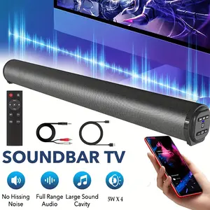 Sound Bar for Smart TV, 20W Compact Home Audio Sound Bar for TV, Bluetooth 5.0, 4 Speakers, 6 EQs, 80dB Rechargeable Home Theater Sound System with Remote Control, Support USB/AUX/TF/FM/TWS/RCA