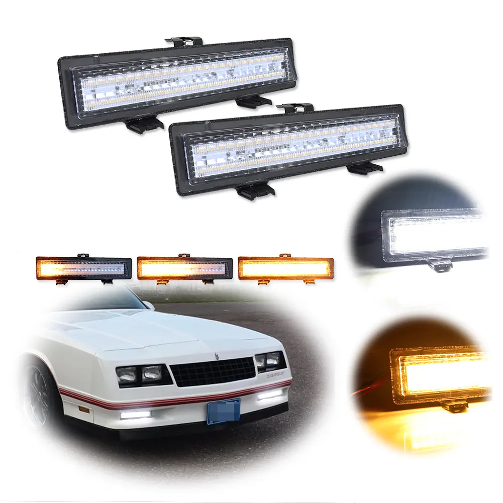 2pcs Sequential Switchback LED Front DRL Corner Signal lamps Light For 1981 1982 1983 1984 1985 1986 1987 1988 Monte Carlo SS,Replace OEM 919025 919026