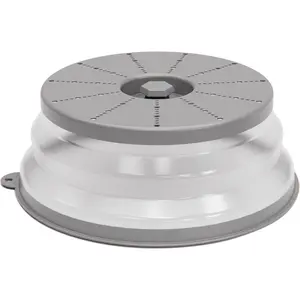 Microwave Splatter Cover Vented for  with Hook Hole, Splatter Guard & Colander Kitchen Gadget for , Meal Prep, Grey