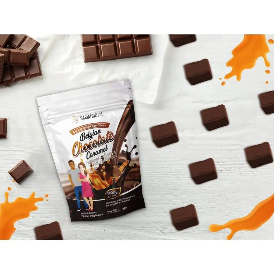 BariatricPal Sugar-Free Calcium Citrate Soft Chews 500mg with Probiotics - Belgian Chocolate Caramel