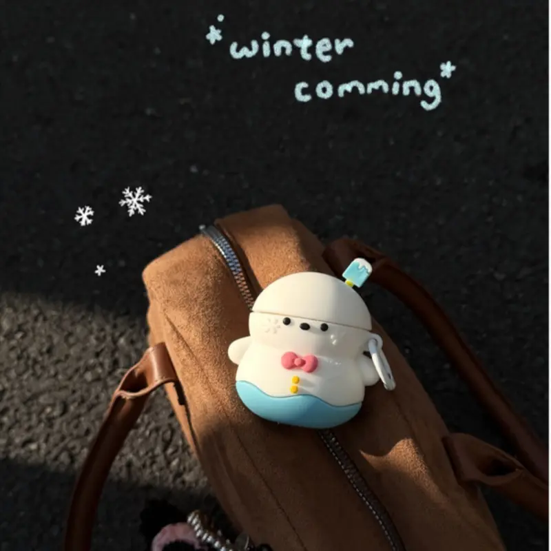 AirPods 4/Pro2/Pro3 | Cute Bow Snowman | Silicone Earphone Cover | Headphone Accessories | Best Friend Gift | Suitable for AirPods 1 2 3 4 Pro Pro2 Pro3 | Earbuds Gift