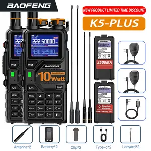 BAOFENG Radio K5PLUS 10W Max Power Long Range Handheld Digital Walkie Talkie Ham Radio Long Range Two Way GMRS Radio with NOAA Weather Alert Copy Frequency USB-C Charginng Emergency Survival Gear Audio