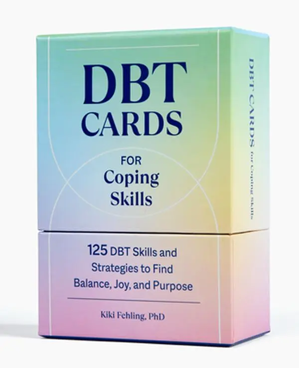 DBT Coping Skills Cards - 125 DBT Skills & Strategies for Balance, Joy, Purpose, Desk Reminder Set, Expert Booklet with Tips, 1.65 lbs, 6.9" h x 4.6" l x 2.2" w, Portable to Throw in Your Bag & Go by Kiki Fehling