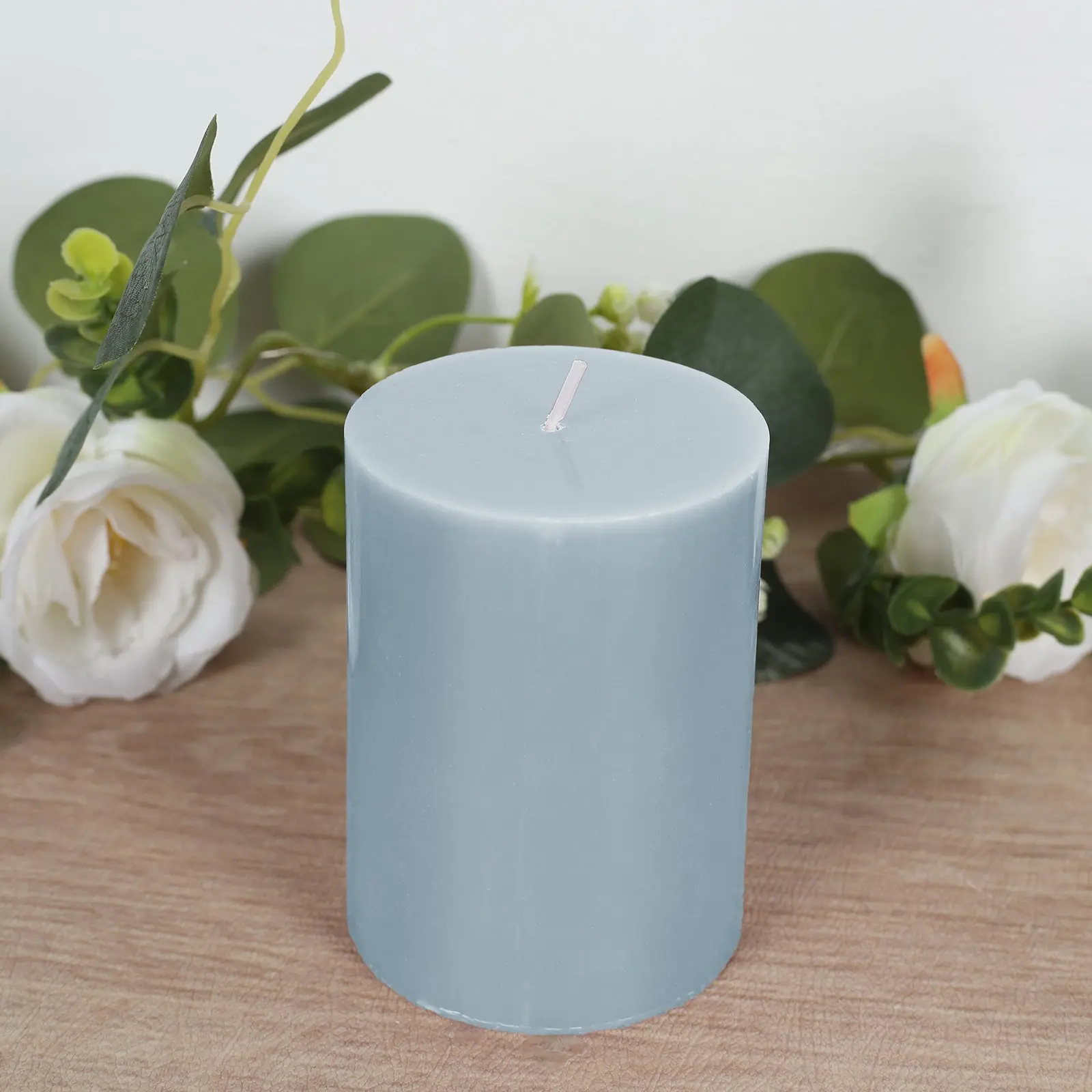 12-Pack Unscented 3-in Dusty Blue Paraffin Wax Pillar Candles - Dripless, Smokeless Cotton Wick, Clean Long-Lasting Burn for Wedding Centerpieces, Restaurants, Decoration | Home Supplies