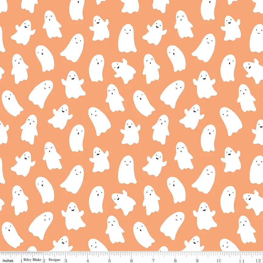 Fabric Riley Blake Pumpkin Ghosts Hey Pumpkin by the Quarter Yard C16032-PUMPKIN