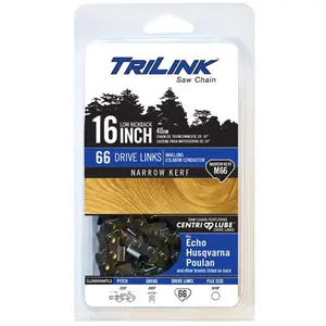 212 MAIN Trilink Narrow Kerf Chainsaw Chain - .050 Gauge, 66 Drive Links, Chrome Cutters, Low Kickback, M66 Model, Fits Chainsaws