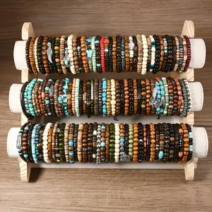 25/50Pcs Boho Chic Wooden Bead Bracelets Set For Women- Fashion Jewelry, Perfect for Christmas Gifts