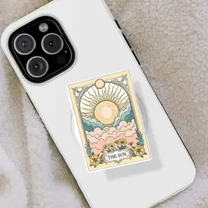 Celestial Tarot Card Phone Grip, Aesthetic Sun Moon Star MagSafe Phone Holder, Spiritual Witchy Phone Stand, Pastel Galaxy Mobile Accessory