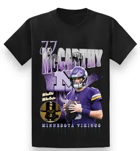 Men's Fanatics J.J. McCarthy Retro Style Graphic T-Shirt Vintage Casual Tee for Everyday Wear