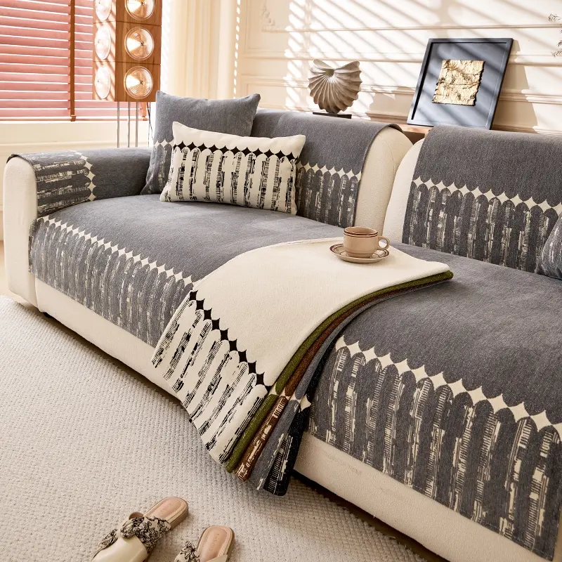 1pc sofa cover Chenille Sofa Cushion, Sofa Protector Slipcover, Slipcovers for Couches and Sofas, All-Season Modern Simple Practical Design, Anti-Slip Durable Washable Pet Friendly Warm Seat Pad Sofa Slipcover
