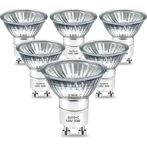 10 Halogen Bulbs 120V 50W Warm Light Bulbs, 2800K Warm White Light 10 Adjustable Bulbs Suitable for Candle Warmers Aromatherapy Wax Burners Aromatherapy Wax Melters Heating Bulbs 6 Pieces per Pack