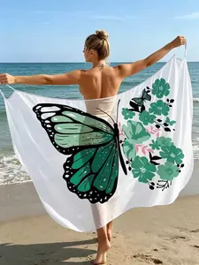 Womens Effortless Chic Butterfly Swimsuit Cover Up Beachwear Breezy & Comfortable Spaghetti Dress Lightweight Sarong Coverups Beach Cover-Up with Butterfly Design,Kimono Cache-maillot de bain pour femme, imprimé papillon, grande taille, paréo, caraco midi