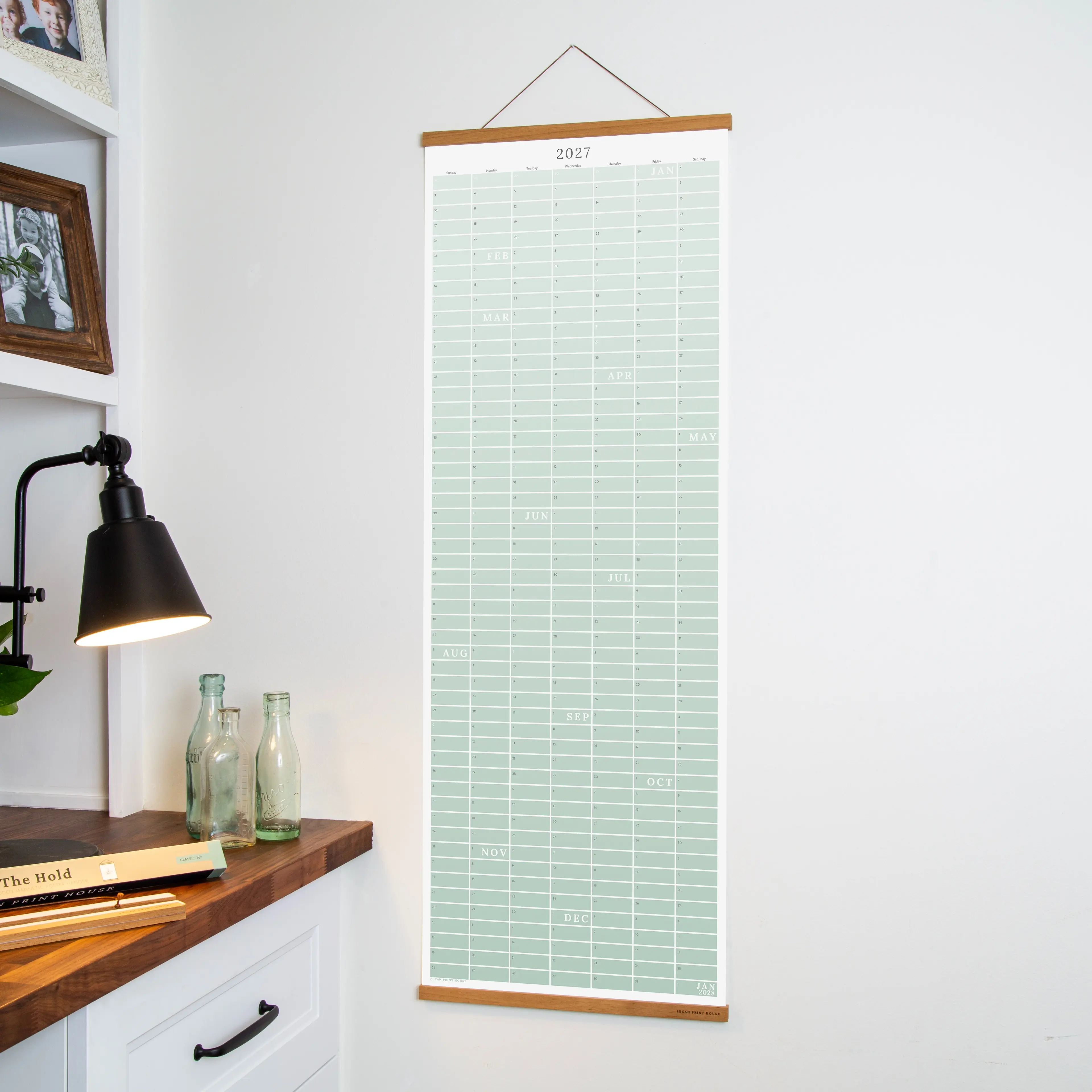Continuous Wall Calendar - Archival-Stable Thick Paper, Sunday/Monday Start Gradient, Office Stationery Supplies, Teacher Planner for Professionals, Lavender Home Office Decor, Roommates Dorm Gift, Academic Planner
