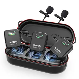 SYNCO G2A2 MEGA Wireless Microphone System with Charging Case,Dual Transmitter 8GB Storage of 24H 656ft Video Recording Streaming for Camera/Phone/PC/Laptop, Wireless-Lav-Mic-for-Camera