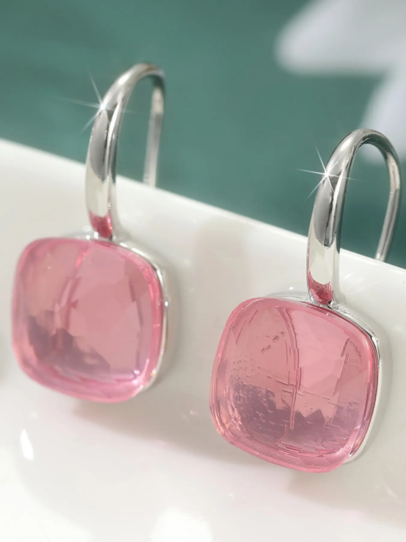 Bohemian Style Elegant Copper Bubble Glass Earrings, Square Face, Cushion Cut Hooks, Perfect for All Occasions, Ideal Holiday Gift, Boho Style Jewelry, Copper Material, Glass Accents, Square Shape
