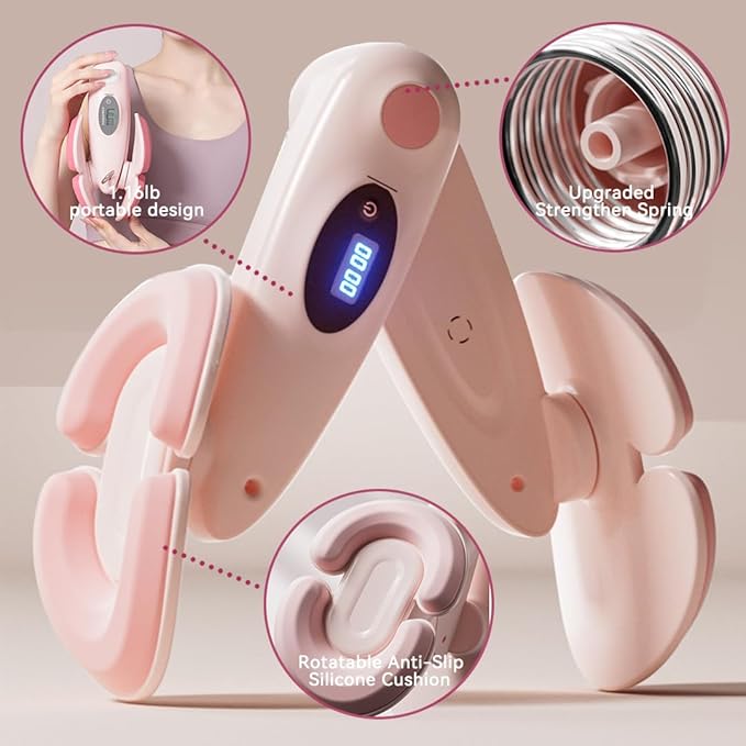 Pelvic Floor Muscle Training, Thigh Master, Kegel Exercise, Inner Thigh Exerciser with Resistance Band, Resistance Adjustable Portable Thigh & Hip Trainer for Postpartum Rehabilitation