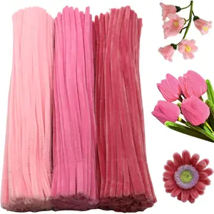 300 count Shades of  Pipe Cleaner Craft Set 3 Assorted Colors,Thick Fuzzy Chenille Stem Pipe Cleaners for DIY Craft Flower Projects Holiday Decorations