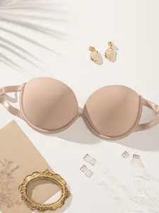 Women's Solid Color Push Up Bra, Strapless Backless Seamless T-Shirt Bra, Comfortable Breathable Medium Underwire Bras, Soft Lingerie for All Seasons Everyday wear Bridal Underwear