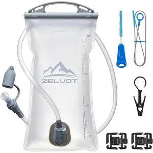 Zelvot 2L-3L Hydration Bladder Kit, 6 in 1 Water Bladder for Hiking Backpack, BPA Free Leakproof Water Storage Bladder with Cleaning Kit, Water Pouch Hydra
