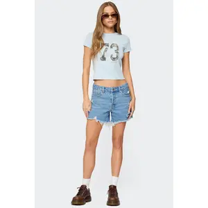 Cale Distressed Low Rise Denim Shorts