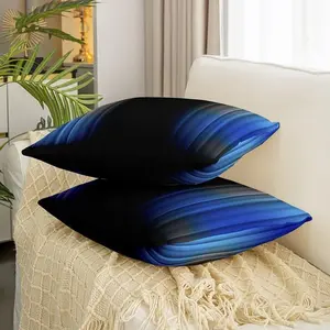 Set of 2 Geometric Abstract Ombre Throw Pillow Covers,Blue Grey Black Striped Cushion Case,Modern Throw Cushion Case,18x18 Inches