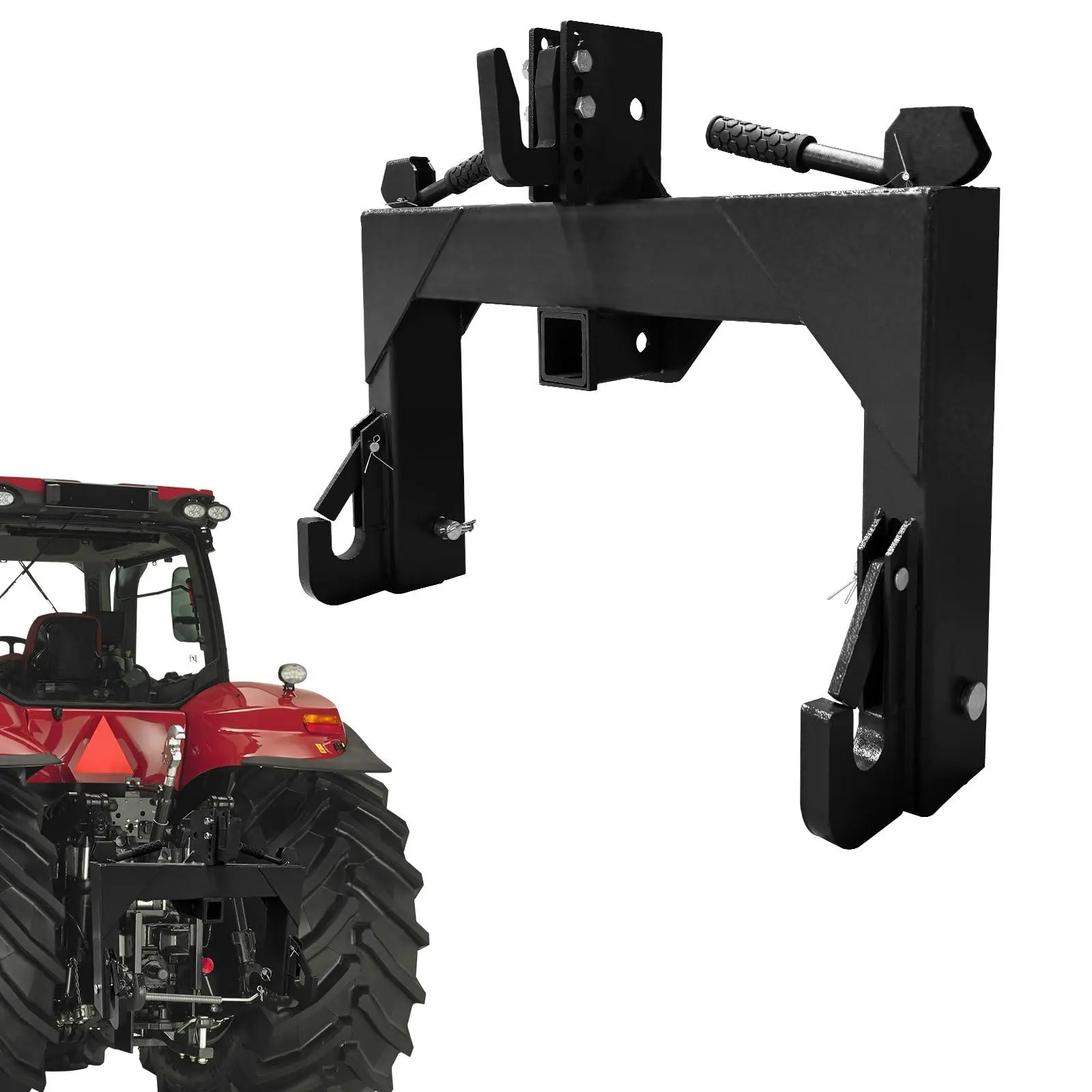 GARVEE Heavy Duty Steel 3 Point Quick Hitch with 2" Receiver - Adjustable 5-Level Bolted Quick Adjust Bolts - 3000lbs Load 3-Pt Trailer Hitch Attachments, Compatible with Category 1 Tractor, Plows