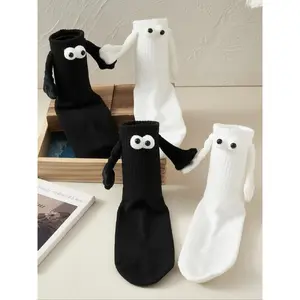 Women's Embroidery Hand Decor Crew Socks, Creative Socks with Magnetic Hand Design, Women's Socks for Daily Wear, Cheap Stocking Gifts Valentine's Day, gift