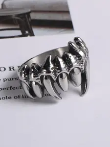 Vintage Skull Design Cuff Ring, Punk Style Stainless Steel Ring, Fashion Jewelry Accessories for Men & Women, Trendy All-match & Exquisite Jewelry for Birthday Gift