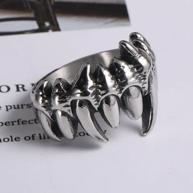 Vintage Skull Design Cuff Ring, Punk Style Stainless Steel Ring, Fashion Jewelry Accessories for Men & Women, Trendy All-match & Exquisite Jewelry for Birthday Gift, Finger Rings