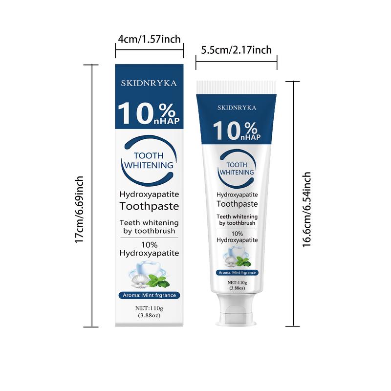 10% Hydroxyapatite Toothpaste - 1/2/3pcs, Refreshing Mint Flavor, Easy Stain Removal, Gum Care, Teeth Cleaning & Whitening, Long-lasting Fresh Breath, Enhances Your Smile, Family Oral Health, Essential for Oral Care, Whitening Toothpaste