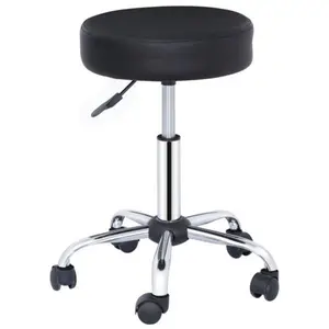 Zenstyle Height Adjustable Rolling Stool PU Leather Swivel Salon Stool Padded Seat for Home Office Work Tattoo Spa Black