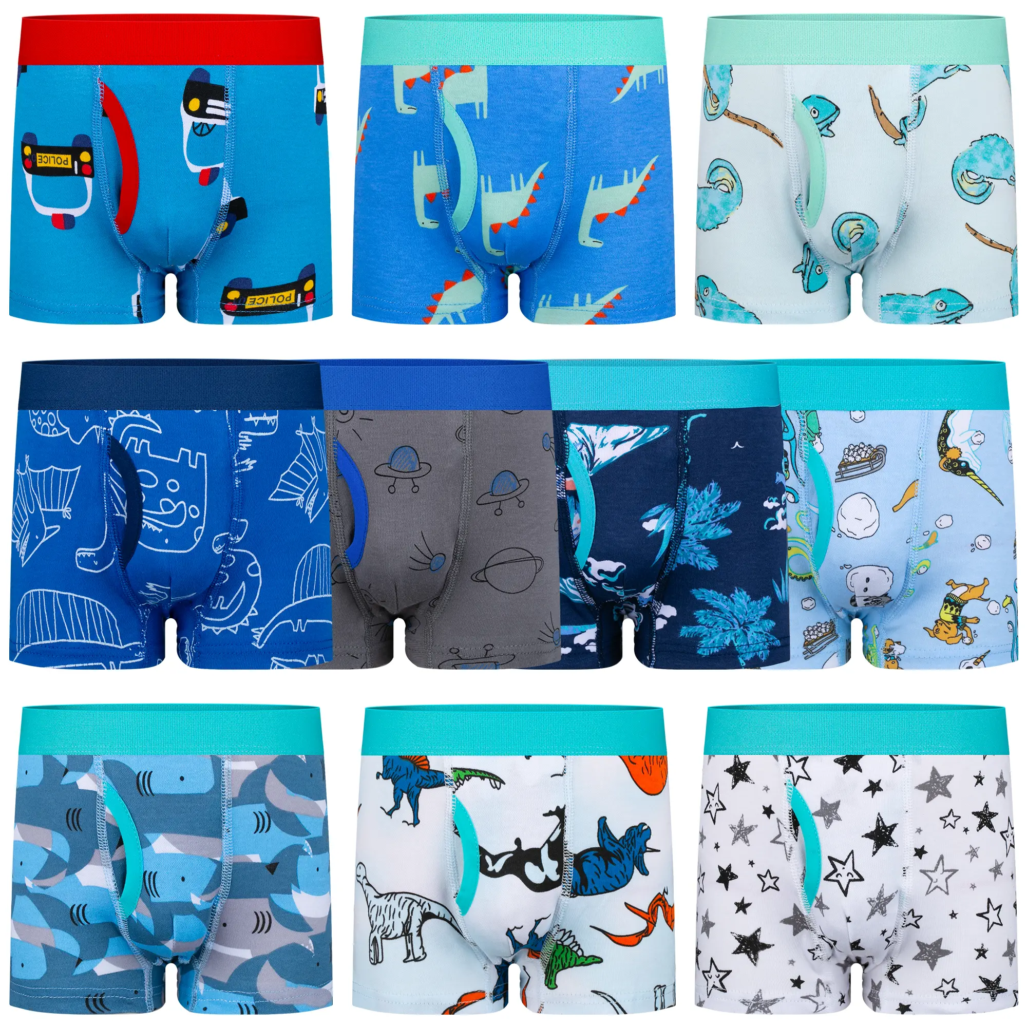Boys' 10-Pack Boxer Briefs Underwear, 100% Cotton Clothing for Toddlers, Soft & Breathable with Dinosaur Prints, Sizes 3T-10Y Including 4T & 5T, Ideal for Back-to-School, Toddler Boxers