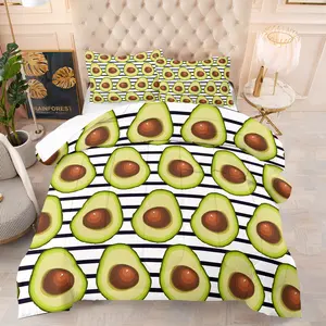 Avocado Slices Bedding Set, Includes Quilt and Pillowcases, Soft Comfortable Non-Pressing, Bedroom Decor for Kids & Adults