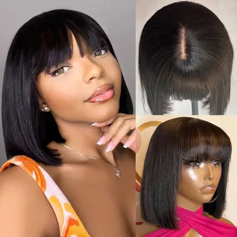 DATANALA Human Hair Bob Wig With Bangs 3X1 HD Lace Glueless Bob Wigs 180 Density  Bob Wigs With Bangs Human Hair Bob Wig ,glueless wear and go
