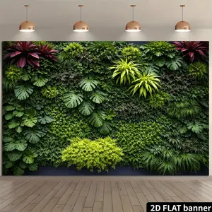 Tropical Greenery Background Cloth, Durable Polyester, No Power Needed, Ideal for Instagrammable Spots, Yoga Studios, Home Decor